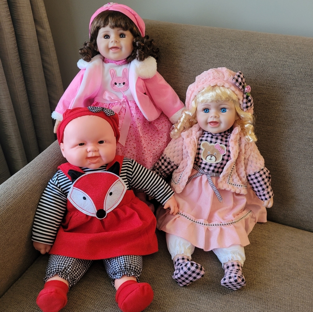 Cuddle Snuggle baby doll for girls Pink 25" Vinyl Musical Happy face dol…